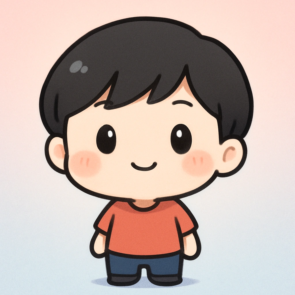 Super cute anime-style Chibi character with a large head and small body. Simple and smooth lines, bright colors, showcasing a lovely and lively temperament.