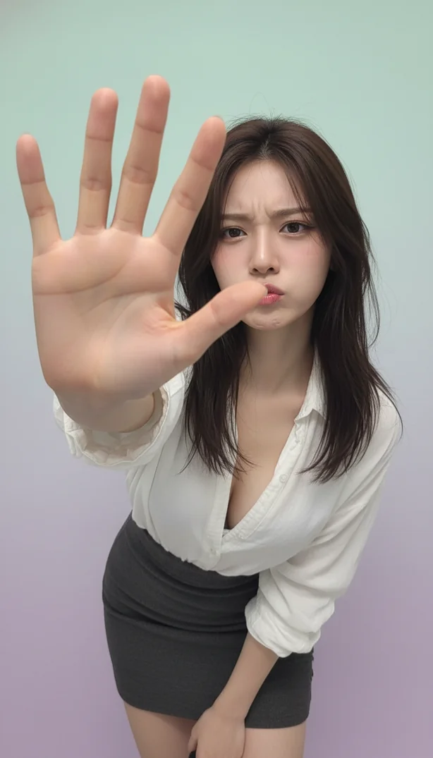 広角クローズアップポートレート