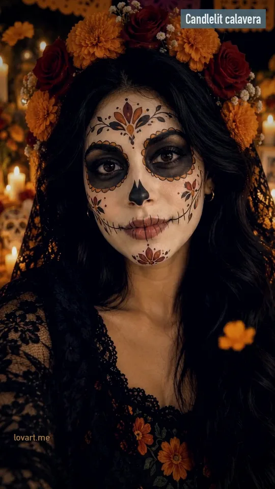 Candlelit calavera early frame of the clip