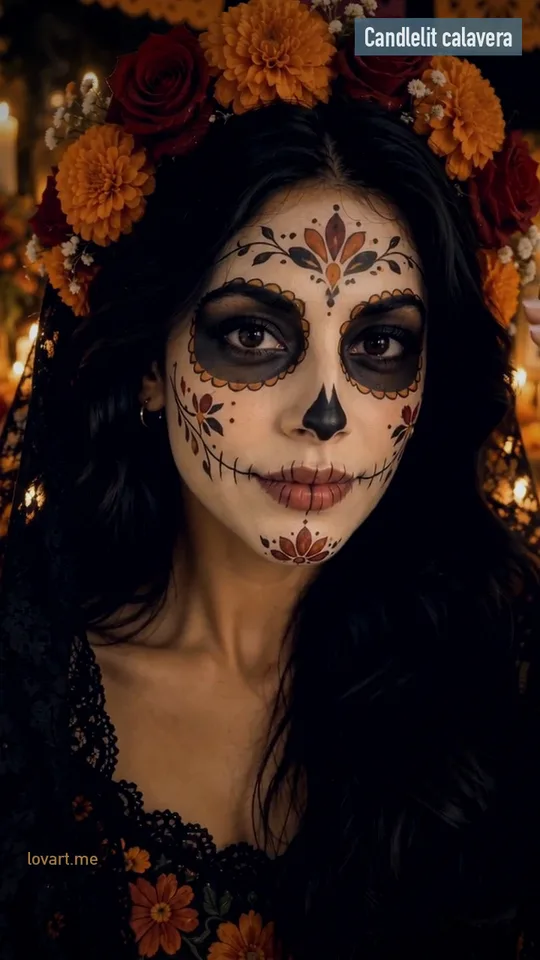 Candlelit calavera late frame of the clip