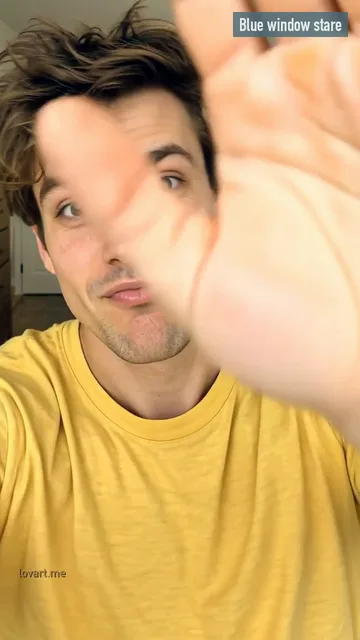 The hand over the lens: frame at 3.3 s of Blue window stare