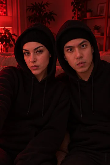 Two hoods on the couch designed still used as the last frame