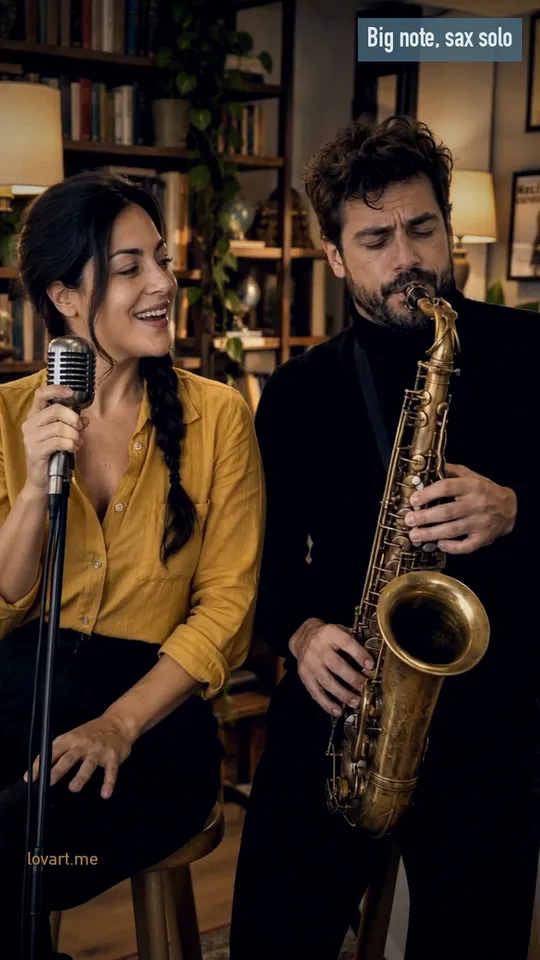 Big note, sax solo late frame of the clip